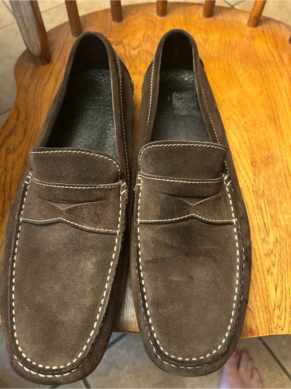 Donald J. Pliner Brown Suede Penny Loafers